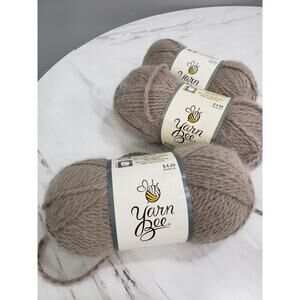 3 Yarn Bee Alpaca Twist Yarn Color Pecan & Linen 3.5oz 175yards‎ lot taupe